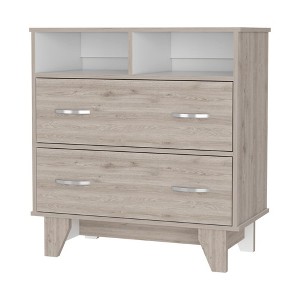 Okak 2-Drawer Dresser with Shelves 31.5" W Slim Storage for Bedroom/Dorm, Dual Open Shelves + Deep Drawers, Minimalist Space-Efficient Design - 1 of 4
