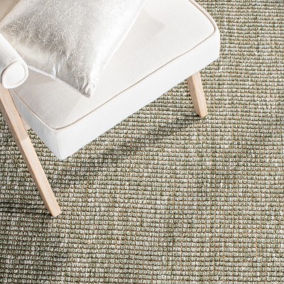 Hand-Woven Green and Natural Jute Area Rug, 5' x 8'