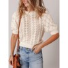 Women's Short Sleeve Round Neck Pullover Sweater - Breathable Open Knit Casual Top - 2 of 4