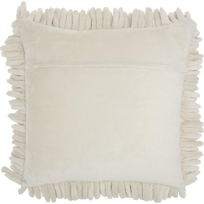 Ivory Velvet Sponge Finger Square Throw Pillow 20" x 20"