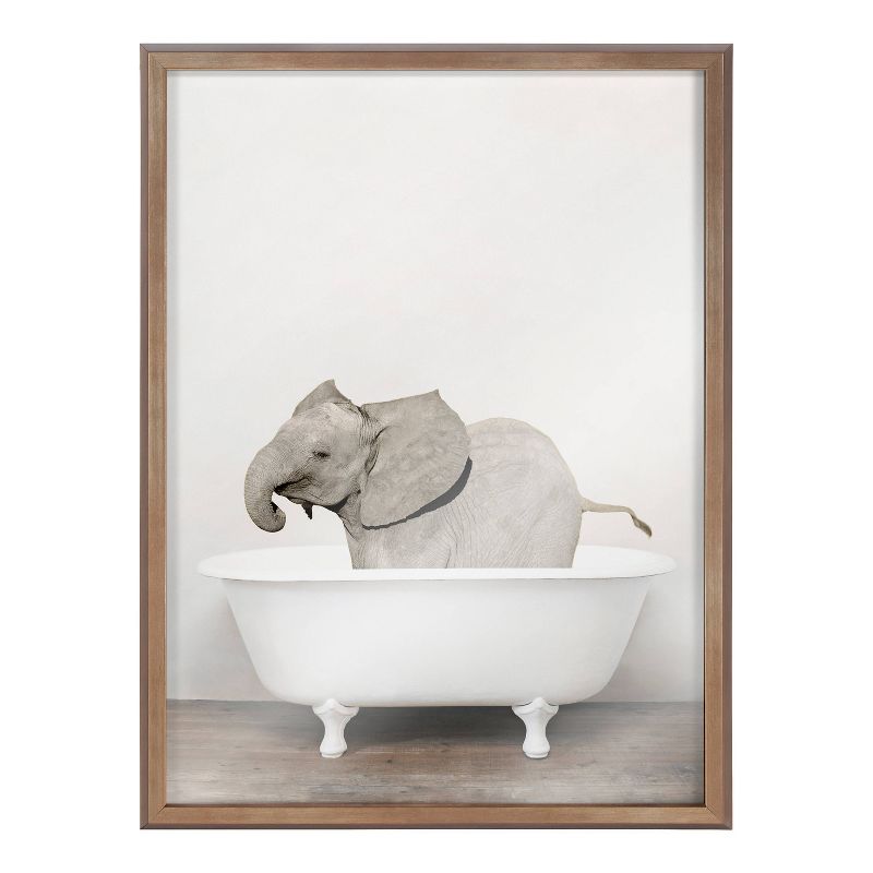18&#34; x 24&#34; Blake Baby Elephant in the Tub Color Framed Printed Glass Gold - Kate &#38; Laurel All Things Decor, 3 of 8