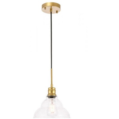 Elegant Lighting Gil 1 light Brass and Clear seeded glass pendant