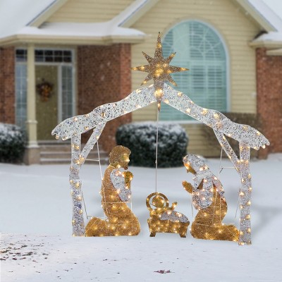 55" Pre-Lit Outdoor Nativity Scene with Clear Lights
