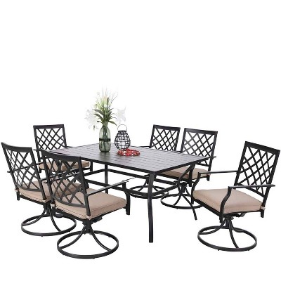 7pc Patio Set with 37" Table & 6 Swivel Arm Chairs - Captiva Designs
