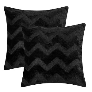 Unique Bargains Soft Plush Decorative Throw Solid Striped Pillow Covers 2 Pcs - 1 of 4
