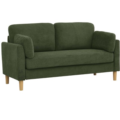 NicBex Modern Minimalist Loveseat Sofa Couch with Two Pillows & Wooden Legs,2-Seat Lounge Sofa for Living Room,Apartment