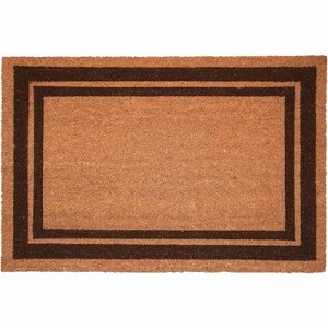 HomeRoots 24" X 36" Natural and Black Coir Geometric Outdoor Door Mat - 1 of 3