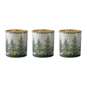Frosted Pine Mercury Glass Candle Holder (Set of 3) - 1 of 4