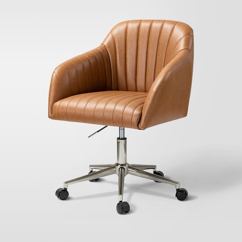 Luca Vegan Leather Height-adjustable Ergonomic Office Chair with Elegant Channel Design Task Chair| ARTFUL LIVING DESIGN, 1 of 11