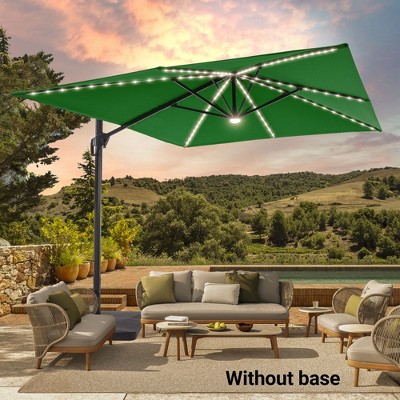 Sonkuki 11.5×9FT Offset Outdoor Solar LED Patio Aluminum Cantilever Umbrella with Infinite Canopy Angle Adjustment