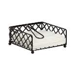 Home Basics Lattice Collection Flat Napkin Holder with Weighted Pivoting Arm, Black