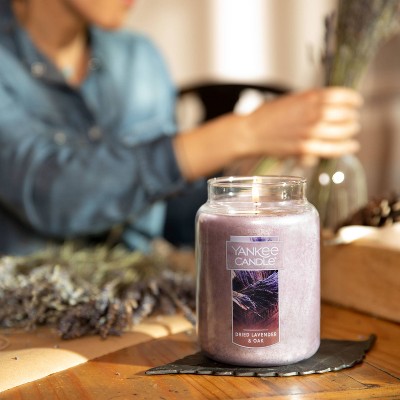 Large Purple Paraffin Wax Jar Candle with Lavender & Oak Scent