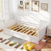 ELJGET Twin Size Daybed with Pull-Out Trundle, Solid Wood Frame, Built-In Headboard & Armrests, Space-Saving Guest Bed for Bedroom, White - 2 of 4