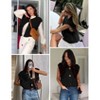 Womens Sweater Vest Chunky Knit Cardigan Front Button Sweater Tank Tops Cropped Sweater Vest with Pocekt - 3 of 4