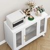 Buffet Cabinet, 36" Sideboard Buffet Storage Cabinet with Adjustable Shelves and Fluted Glass Door - 4 of 4