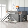 NicBex Twin Size Loft Bed Low Pine Bed Frame with Drawers, Shelves, Slide, Ladder and Full Length Guardrail, No Box Spring Required - 2 of 4