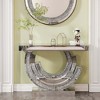 KIGFTSOD 3C Shaped Crushed Diamond Hallway and Console Table with Mirrored Centre for Hotel and Living Room - 2 of 4