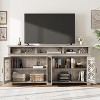 Farmhouse TV Stand for Up to 81 Inch TVs, Modern Entertainment Center with LED Lights, Storage Shelves & Glass Doors, Wood Media Console Cabinet - 3 of 4