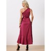 INSPIRE CHIC Women's Satin Sleeveless One Shoulder Belted Split Ruffle Evening Cocktail Dress - 4 of 4