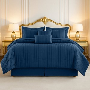 FIONECA Seer Sucker Texture Bed In a Bag Set All In One Bedding With Wrinkle Resistant Comforter - 1 of 4