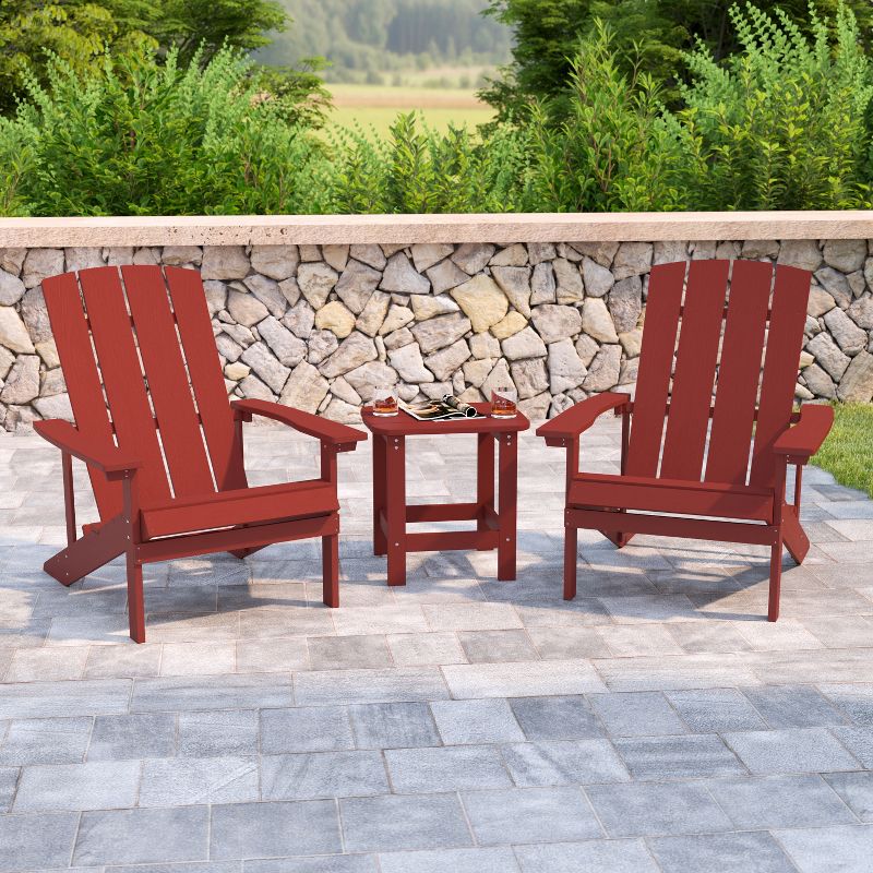 Flash Furniture 2 Pack Charlestown All-Weather Poly Resin Wood Adirondack Chairs with Side Table, 3 of 14