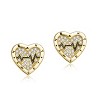 Guili 14K Gold Plated with Black Enamel & Clear Cubic Zirconia Heartbeat Stud Earrings - 2 of 2