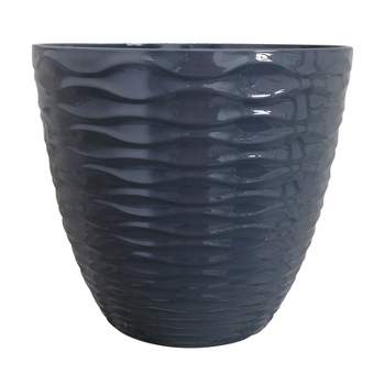 Southern Patio 15 in. D PP Plastic Gallway Flower Pot Gray