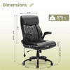 Ora Maison Big and Tall Office Chair, Heavy Duty Executive Desk Chair with Adjustable Lumbar Support, Flip-Up Arms, Tilt Lock, and High Back, Black - 3 of 4