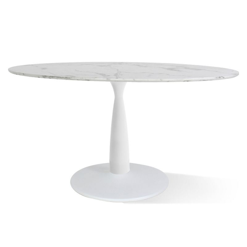 Harris 59'' Artificial Top Oval Dining Table With  Pedestal Base in White-The Pop Maison, 4 of 9