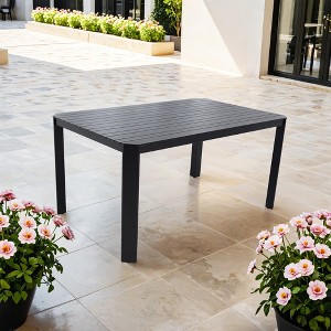 Christopher Knight Home Morgan Modern Outdoor Aluminum 59" Table with Umbrella Hole and Adjustable Non-Slip Pads - 1 of 4