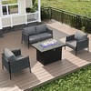 LayinSun 4 Piece Outdoor Furniture Set with Fire Pit Table, Modern Rope Woven Patio Conversation Sofa Set with Olefin - 2 of 4