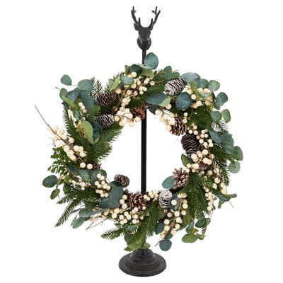 Eucalyptus Bliss 24" Spring Burlap & Pine Cone Outdoor Wreath