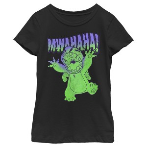 Girl's Lilo & Stitch Mwahaha Halloween Horror T-Shirt - 1 of 4