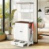 Lirago White and Dark Brown Cat Feeding Station 23.6x13.8x58.3"-2-Tier Storage with Adjustable Panel - 2 of 4