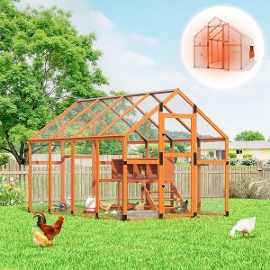 Sandinrayli Extra Large Chicken Coop Run, Outdoor Hen House with Removable Waterproof Full Cover - 1 of 4