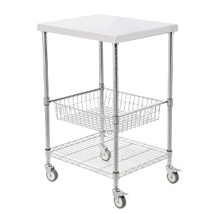 36.6in 3 Tiers Wire Rolling Kitchen Utility Cart, 470LBS Capacity Steel Kitchen Trolley - 1 of 4