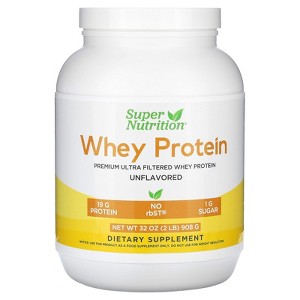 Super Nutrition Ultra Filtered Whey Protein Powder with Sunflower Lecithin, Non-GMO, rbST Free, Unflavored, 2 lb (908 g) - 1 of 4
