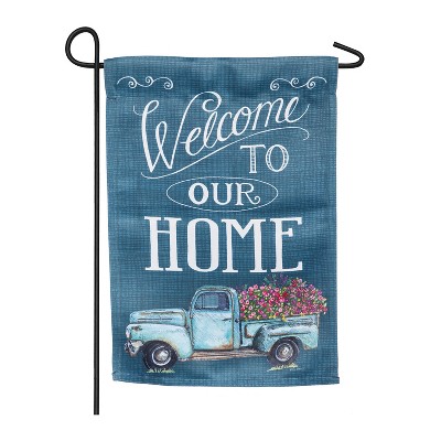 Evergreen Flag  Floral Truck Welcome Garden Suede Flag