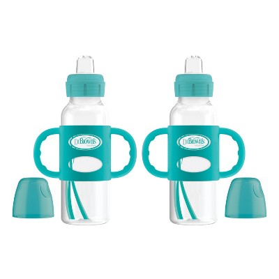 Dr. Brown's Milestones Sippy Straw Bottle with Silicone Handles - Aqua