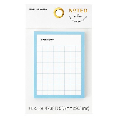 Noted by Post-it Sports Court 3"x4" List Note Blue Grid 100 sheets