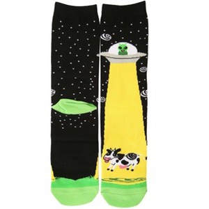 HalloweenCostumes.com One Size Fits Most  Abduction Alien Socks, Black/Yellow/Green - 1 of 1