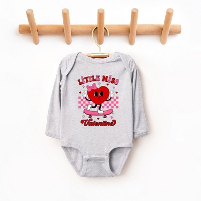 The Juniper Shop Little Miss Valentine Skateboard Baby Long Sleeve Bodysuit
