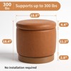 Bekrvio Swivel Storage Ottoman,Acacia Wood Wood Frame, Leather Upholstered Round Footstool, Hidden Storage Pouf for Living Room - 4 of 4
