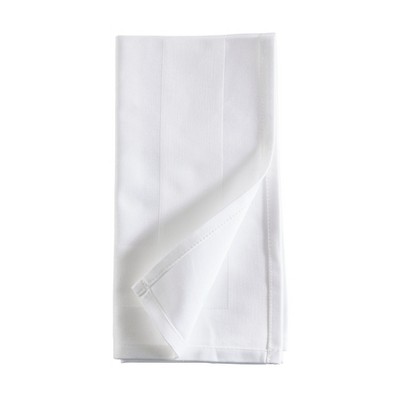 White Satin-Trimmed Damask Cotton Napkins, 20" x 20" Set of 4