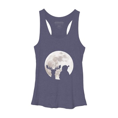 Women's Design By Humans Christmas moon By lithegraphic Racerback Tank Top