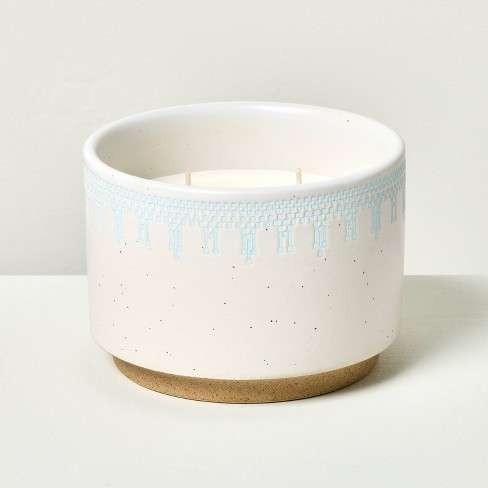 2-wick Patterned Ceramic Beach House Jar Candle Light Blue 11.7oz ...