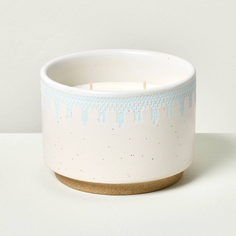 2-Wick Patterned Ceramic Beach House Jar Candle 11.7oz Light Blue - Hearth &#38; Hand&#8482; with Magnolia, 1 of 5