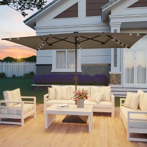 Sonkuki 10 x 6.5Ft Solar-powered Double-Sided Patio Umbrella with Large Canopy Outdoor Table Umbrella for Garden, deck and pool - 1 of 4