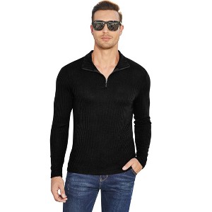 Clearlove Men's Polo Shirt Quarter Zip Up Casual Stretch Lightweight Mock Neck Knitwear - 1 of 4