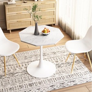 31.50"Modern Octagonal Coffee Table with MDF Table Top or Marble Table Top,Metal Base, for Dining Room - 1 of 4